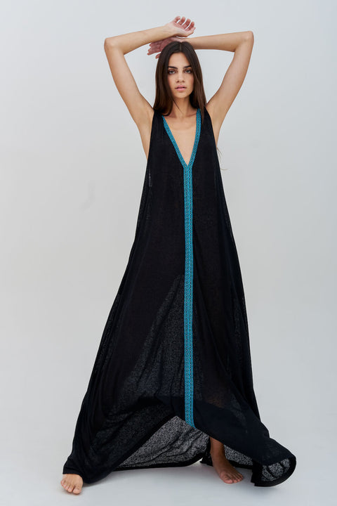 V-Neck Flare Maxi