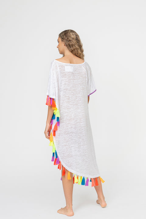 Robe fendue à pampilles arc-en-ciel