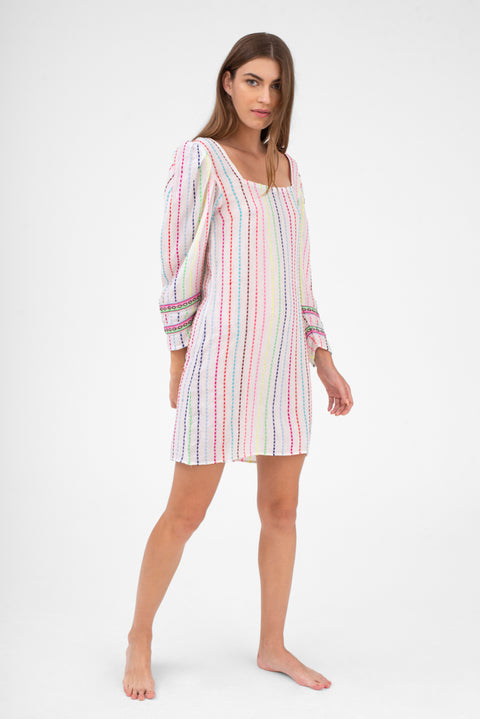 Minivestido con mangas abullonadas de los años 80